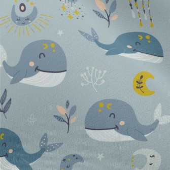 Hand Drawn Moon And Whale Chiffon