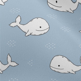Smiling Hand Drawn White Whale Chiffon