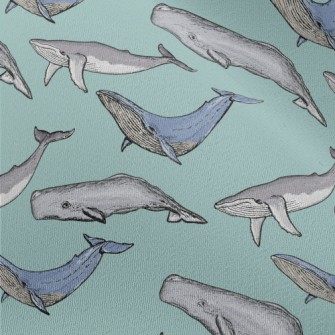 Hand Drawn Whale Family Chiffon
