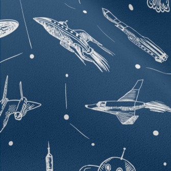 Hand Drawn Rocket And Flying S Chiffon