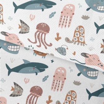 Smiley Underwater Creature Gra Waterproof Oxford