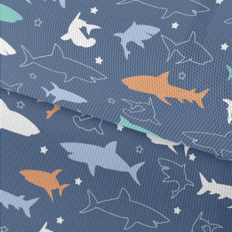 Colorful Shark Silhouette Waterproof Oxford