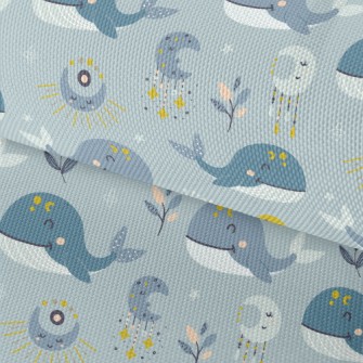 Hand Drawn Moon And Whale Waterproof Oxford