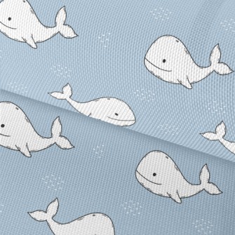 Smiling Hand Drawn White Whale Waterproof Oxford