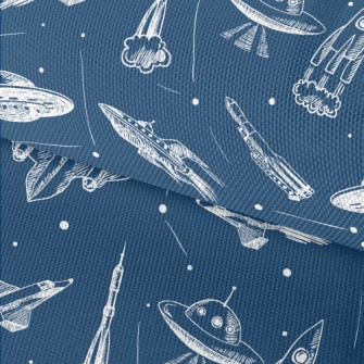 Hand Drawn Rocket And Flying S Waterproof Oxford