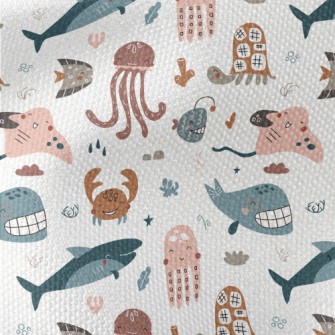 Smiley Underwater Creature Gra Waterproof Canvas