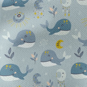 Hand Drawn Moon And Whale Waterproof Canvas