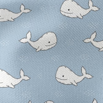 Smiling Hand Drawn White Whale Waterproof Canvas