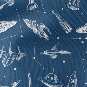 Hand Drawn Rocket And Flying S Waterproof Canvas
