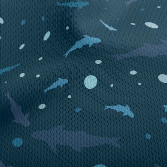 Blue Shark Silhouette Athletic Mesh Flat Back