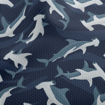 Cartoon Hammerhead Shark Athletic Mesh Flat Back