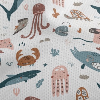 Smiley Underwater Creature Gra Athletic Mesh Flat Back