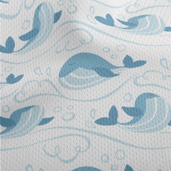 Cute Waves And Whales Athletic Mesh Flat Back