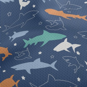 Colorful Shark Silhouette Athletic Mesh Flat Back