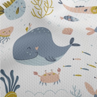 Happy Sea Animals Athletic Mesh Flat Back