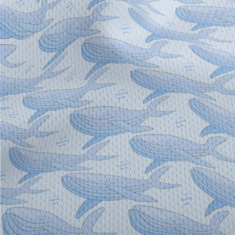 Cartoon Gentle Blue Whale Athletic Mesh Flat Back