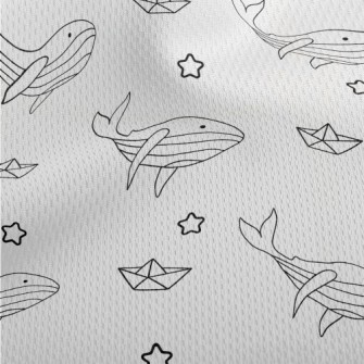 Hand Drawn Cute Whale Athletic Mesh Flat Back