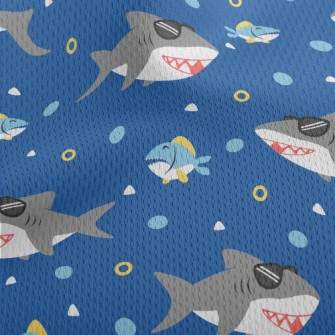 Handsome Shark With Sunglasses Athletic Mesh Flat Back