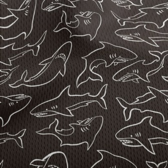 Angry Hand Drawn Shark Athletic Mesh Flat Back