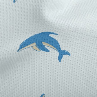 Cartoon Blue Dolphin Athletic Mesh Flat Back