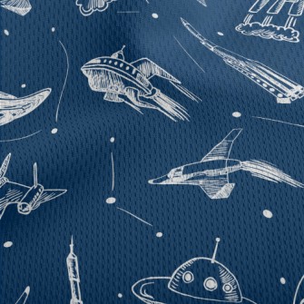 Hand Drawn Rocket And Flying S Athletic Mesh Flat Back