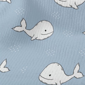 Smiling Hand Drawn White Whale Terry