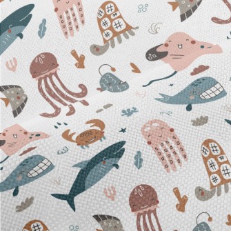 Smiley Underwater Creature Gra Performance Linen