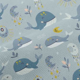 Hand Drawn Moon And Whale Performance Linen