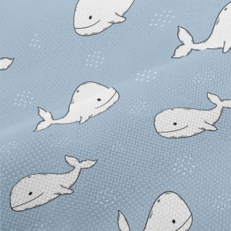 Smiling Hand Drawn White Whale Performance Linen