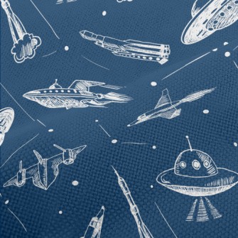 Hand Drawn Rocket And Flying S Performance Linen