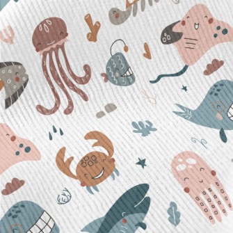 Smiley Underwater Creature Gra Standard Corduroy