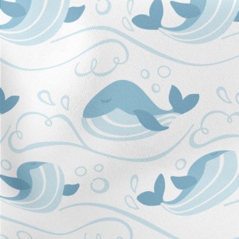 Cute Waves And Whales Stretch Ponte