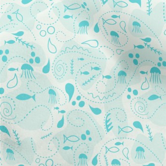 Marine Life Illustrations Micro Fleece
