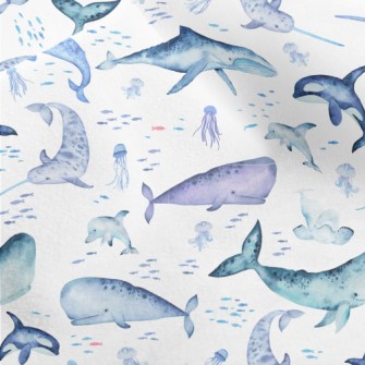 Watercolor Hand Drawn Marine L Micro Fleece