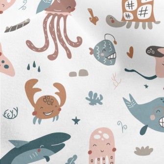 Smiley Underwater Creature Gra Micro Fleece