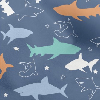 Colorful Shark Silhouette Micro Fleece