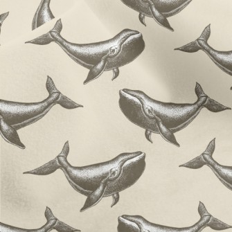 Hand Drawn Realistic Whale Micro Fleece
