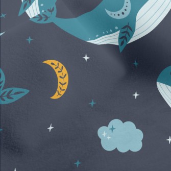 Starry Sky And Blue Whale Micro Fleece