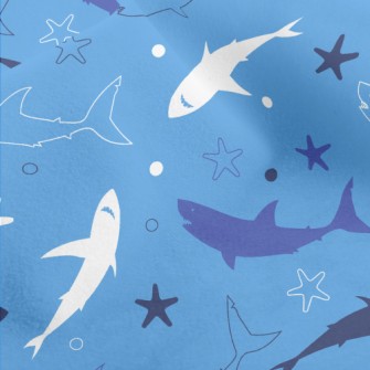 Cartoon Shark Silhouette Micro Fleece