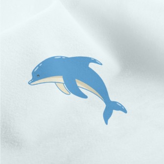 Cartoon Blue Dolphin Micro Fleece
