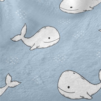 Smiling Hand Drawn White Whale Minky