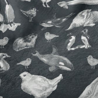 Watercolor Hand Drawn Birds Minky