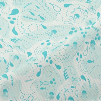 Marine Life Illustrations Piqué