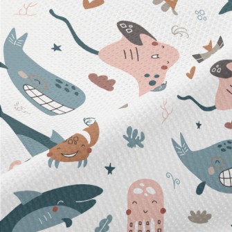 Smiley Underwater Creature Gra Piqué