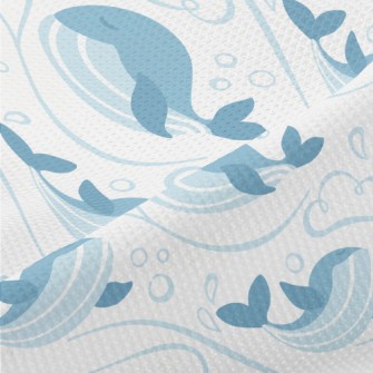 Cute Waves And Whales Piqué