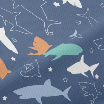 Colorful Shark Silhouette Piqué