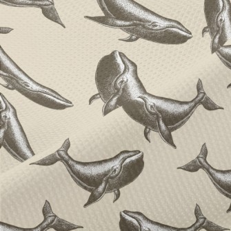 Hand Drawn Realistic Whale Piqué