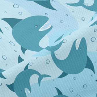 Angry Cartoon Shark Piqué