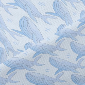 Cartoon Gentle Blue Whale Piqué