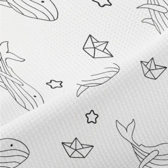 Hand Drawn Cute Whale Piqué
